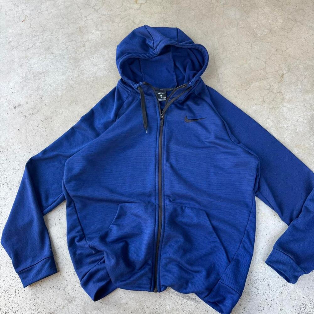 Blue nike dri fit zip up hoodie